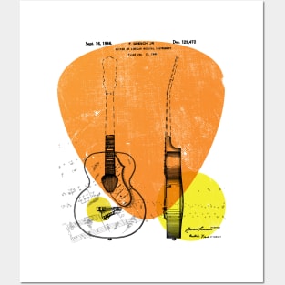 Vintage Retro Acoustic Guitar Design for musicians Posters and Art